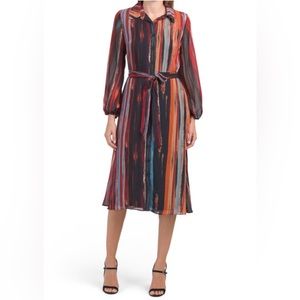 Donna Ricco Paint Striped Midi Dress NWT